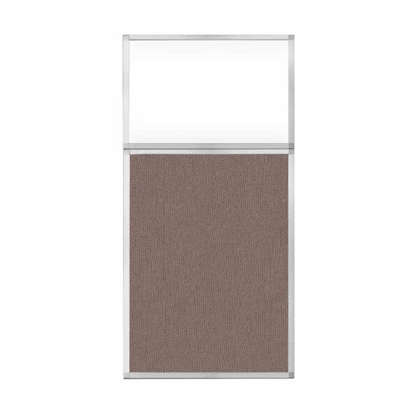 Hush Panel Configurable Cubicle Partition 3' x 6' W/ Window Latte Fabric Clear Window